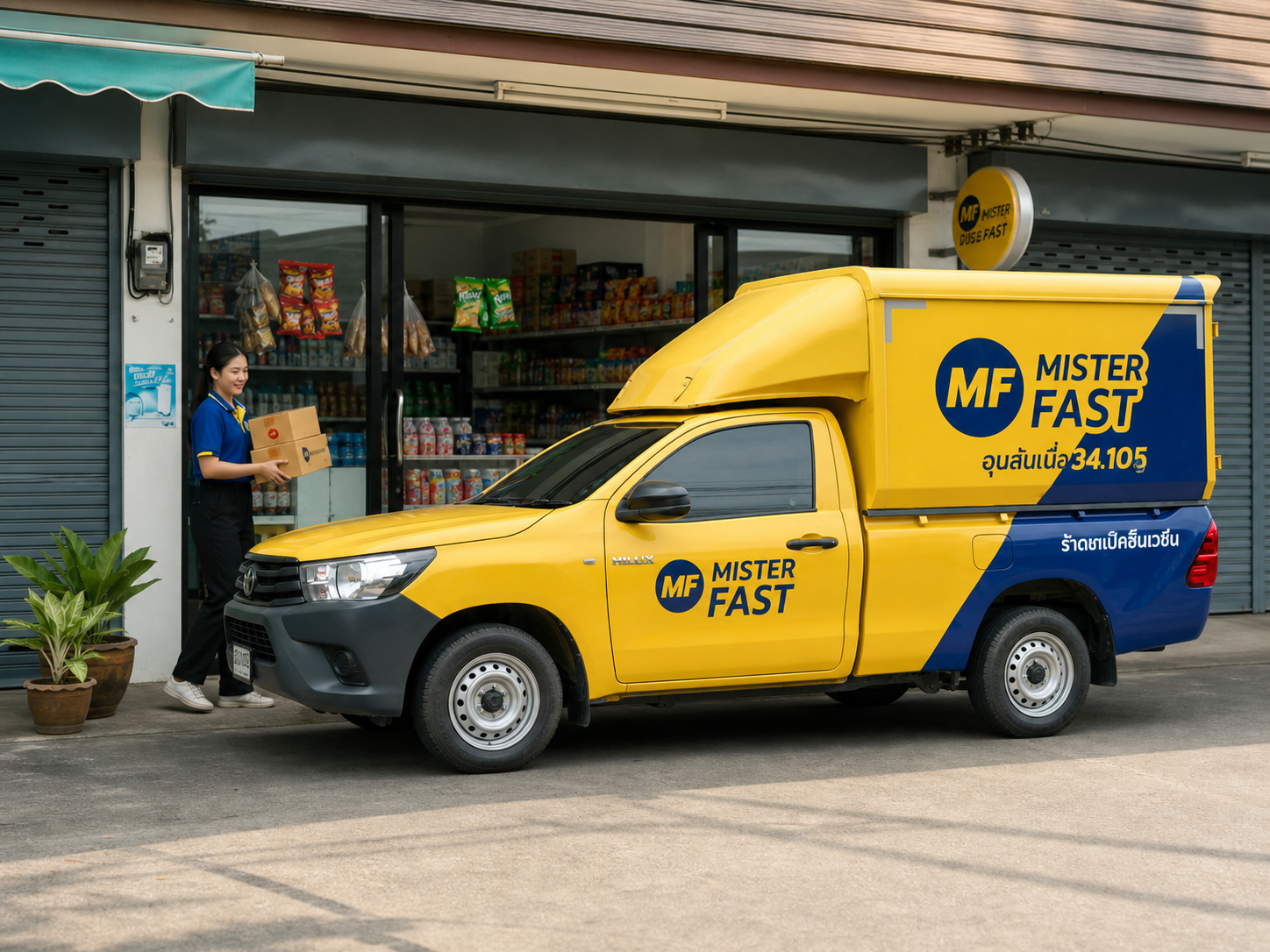 รถ MISTER FAST เข้ารับสินค้าจากร้านพาร์ตเนอร์