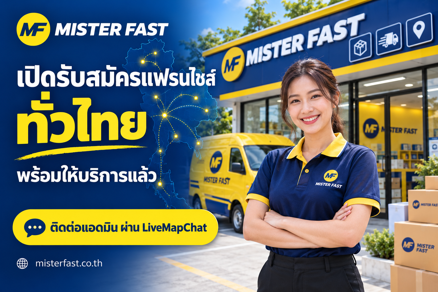 MISTER FAST เปิดรับสมัครแฟรนไชส์ทั่วไทย ติดต่อแอดมินผ่าน LiveMapChat